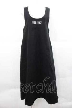 画像: PINK HOUSE / ロゴプリントジャンパースカート  黒Ｘ白 I-25-12-09-059-LO-OP-SA-ZI