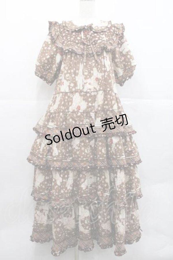 画像4: PINK HOUSE / バラ園うさぎプリントパッチワークワンピース  ブラウン I-25-12-09-060-LO-OP-SA-ZI (4)