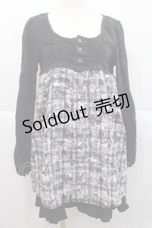 画像: ALGONQUINS / チェック総柄切替ワンピース  黒Ｘチェック I-25-12-09-062-AL-OP-SA-ZI