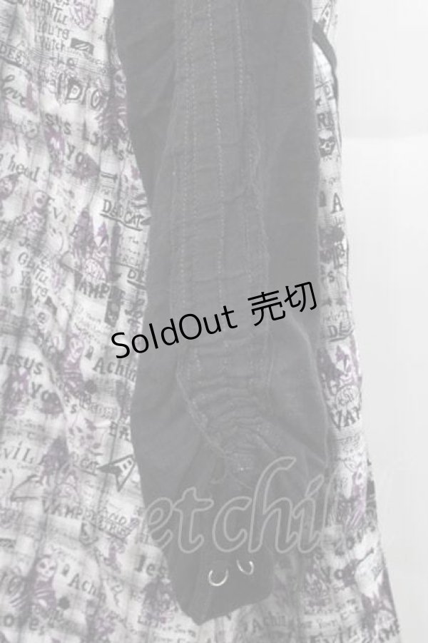 画像3: ALGONQUINS / チェック総柄切替ワンピース  黒Ｘチェック I-25-12-09-062-AL-OP-SA-ZI (3)