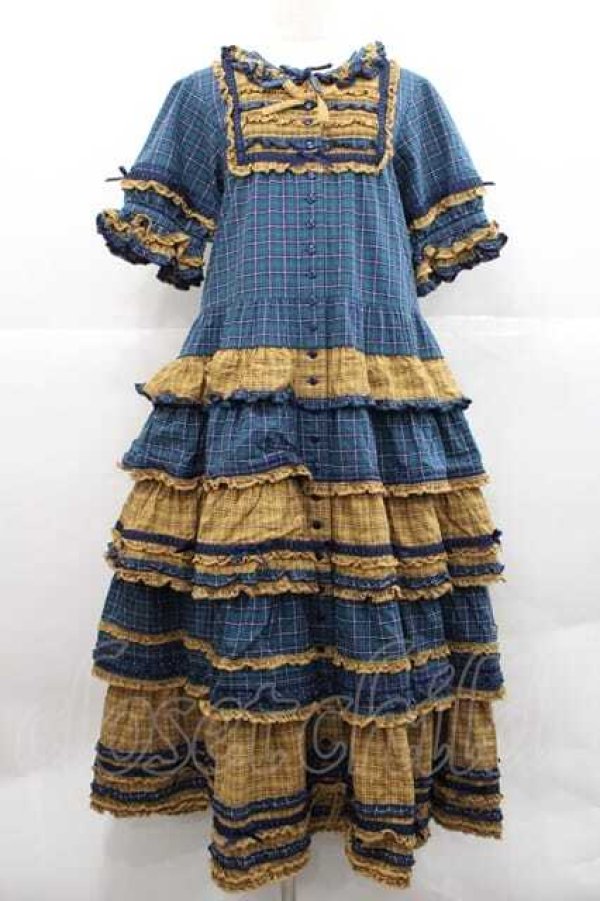 PINK HOUSE / オリジナルコードチェックワンピース ネイビー I-25-12