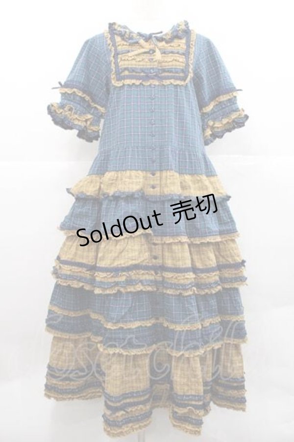 画像1: PINK HOUSE / オリジナルコードチェックワンピース  ネイビー I-25-12-09-064-LO-OP-SA-ZI (1)