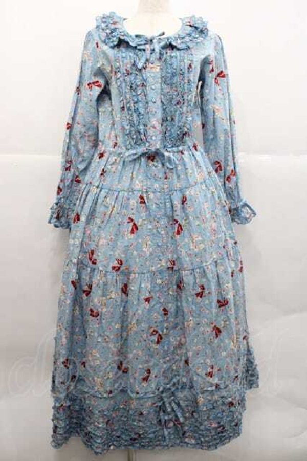 画像1: PINK HOUSE / バラとリボンプリントワンピース  ソライロ I-25-12-09-068-LO-OP-SA-ZI (1)