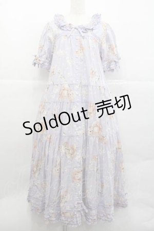 画像: PINK HOUSE / 桜Teddyプリントワンピース  ラベンダー I-25-12-09-069-LO-OP-SA-ZI