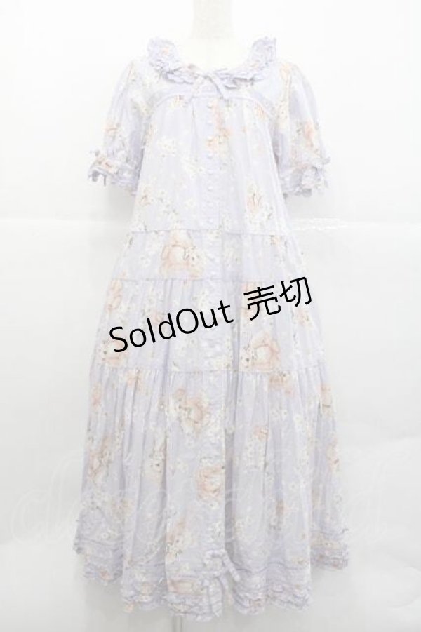 画像1: PINK HOUSE / 桜Teddyプリントワンピース  ラベンダー I-25-12-09-069-LO-OP-SA-ZI (1)