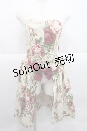 画像: Millefleurs / バスクオーバーコルセットスカート(ローズ&リボン)  アイボリーＸボルドー I-25-12-09-070-EL-SK-SA-ZI
