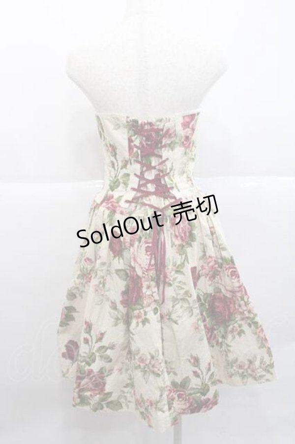 画像2: Millefleurs / バスクオーバーコルセットスカート(ローズ&リボン)  アイボリーＸボルドー I-25-12-09-070-EL-SK-SA-ZI (2)