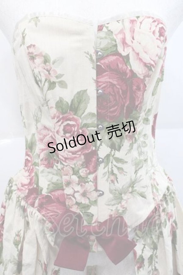 画像3: Millefleurs / バスクオーバーコルセットスカート(ローズ&リボン)  アイボリーＸボルドー I-25-12-09-070-EL-SK-SA-ZI (3)