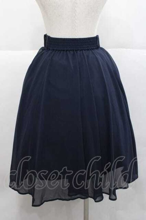 画像2: F i.n.t / ラインゴムベルト付きシアースカート  ネイビー I-25-12-09-074-CA-SK-SA-ZI (2)