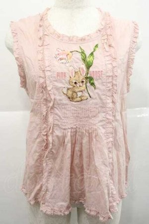 画像: PINK HOUSE / チューリップうさぎ刺繍ローンブラウス  ピンク I-25-12-09-015-LO-BL-SA-ZI