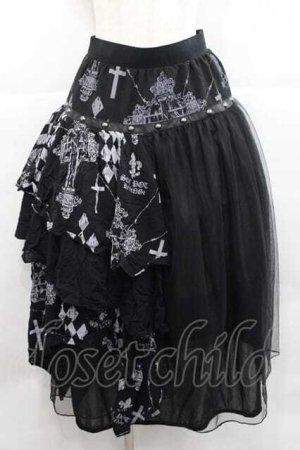 画像: SEX POT ReVeNGe / チュール&後ろ段フリルスカート  黒Ｘグレー I-25-12-09-080-SP-SK-SA-ZI