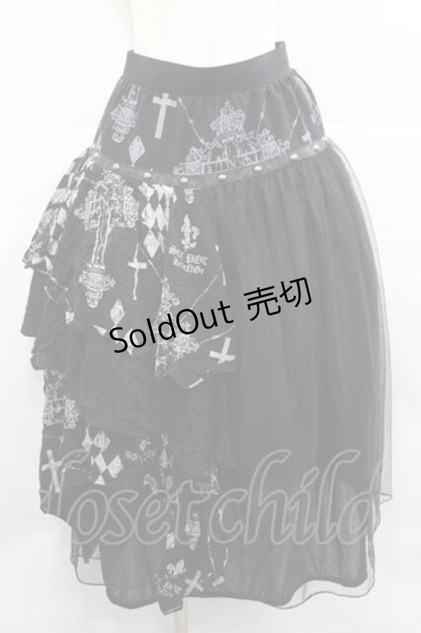 画像1: SEX POT ReVeNGe / チュール&後ろ段フリルスカート  黒Ｘグレー I-25-12-09-080-SP-SK-SA-ZI (1)