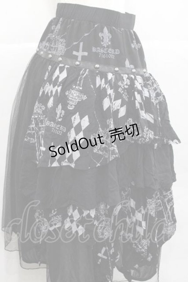 画像3: SEX POT ReVeNGe / チュール&後ろ段フリルスカート  黒Ｘグレー I-25-12-09-080-SP-SK-SA-ZI (3)