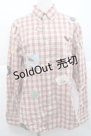 画像: Karl Helmut / ネームワッペンいっぱいオリジナルチェックブラウス  赤Ｘアイボリーチェック I-25-12-09-016-EL-BL-SA-ZI