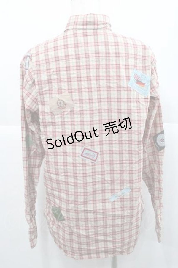 画像2: Karl Helmut / ネームワッペンいっぱいオリジナルチェックブラウス  赤Ｘアイボリーチェック I-25-12-09-016-EL-BL-SA-ZI (2)