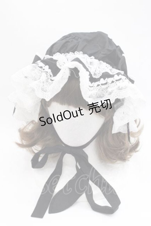 画像1: BABY,THE STARS SHINE BRIGHT / champetre fleurieマザーボンネット  黒×オフ白 I-25-12-09-093-BA-AC-SA-ZI (1)