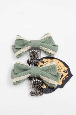 画像: ALICE and the PIRATES / グログランミニリボンコーム  グリーン I-25-12-09-103-PA-AC-SA-ZI