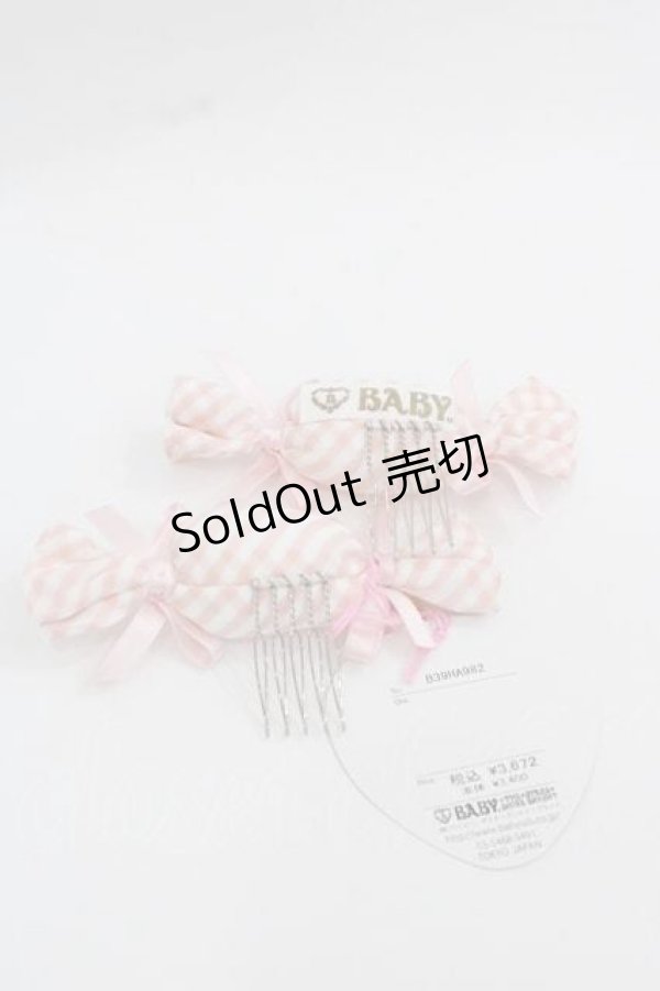 画像2: BABY,THE STARS SHINE BRIGHT / MY ANNIVERSARY ストライプキャンディリボンコーム  ピンクＸ白 I-25-12-09-104-BA-AC-SA-ZI (2)