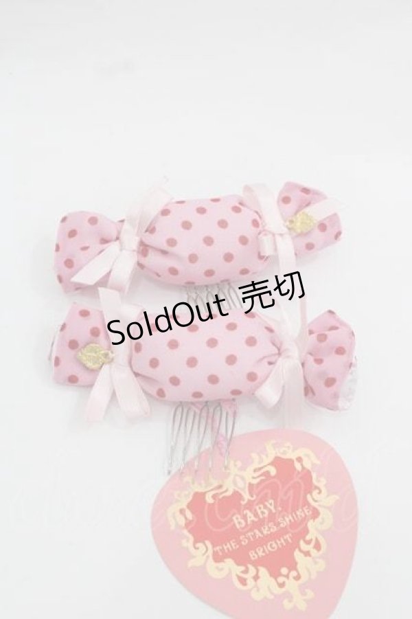 画像1: BABY,THE STARS SHINE BRIGHT / MY ANNIVERSARYドットキャンディリボンコーム  ピンクイＸ赤 I-25-12-09-106-BA-AC-SA-ZI (1)