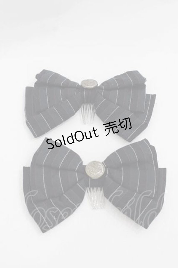 画像1: metamorphose / ストライプリボンコーム  黒Ｘ緑 I-25-12-09-115-ME-AC-SA-ZI (1)