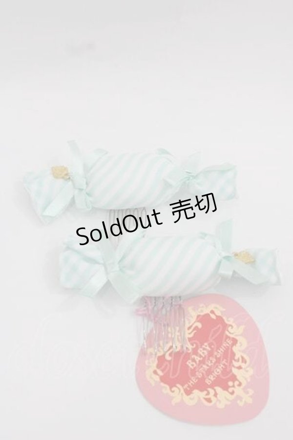 画像1: BABY,THE STARS SHINE BRIGHT / MY ANNIVERSARY ストライプキャンディリボンコーム  ミント I-25-12-09-116-BA-AC-SA-ZI (1)