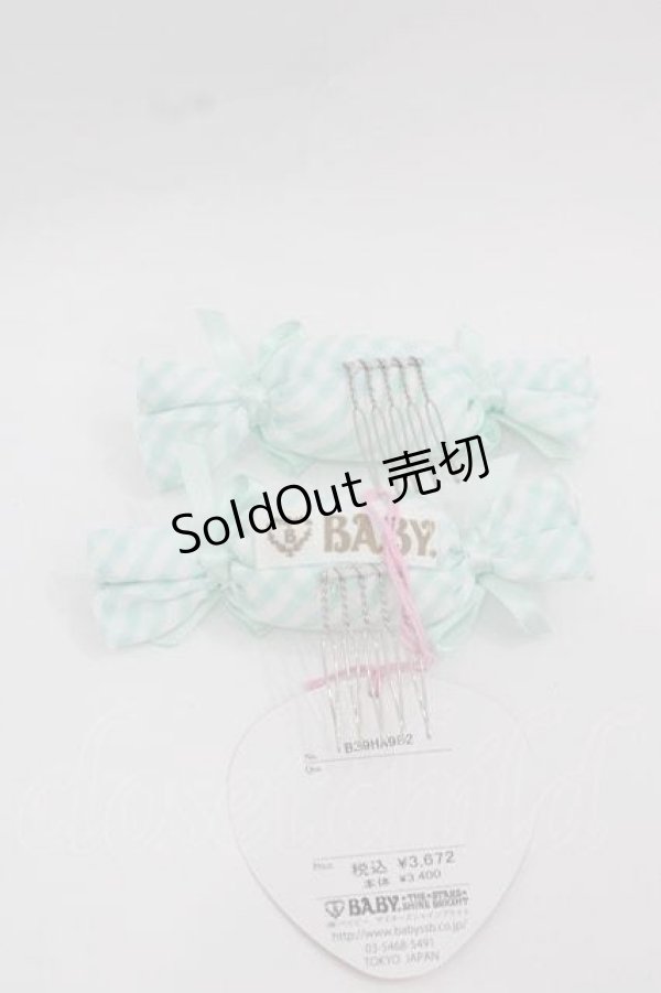 画像2: BABY,THE STARS SHINE BRIGHT / MY ANNIVERSARY ストライプキャンディリボンコーム  ミント I-25-12-09-116-BA-AC-SA-ZI (2)