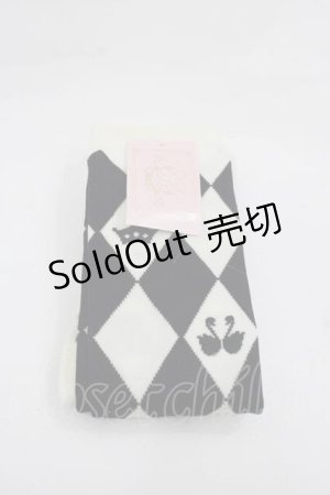 画像: metamorphose / ダイヤストライプオーバーニー  黒Ｘオフ白 I-25-12-09-125-ME-ZA-SA-ZI