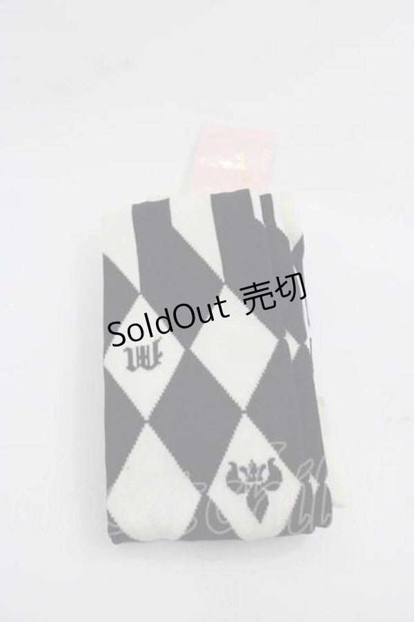 画像2: metamorphose / ダイヤストライプオーバーニー  黒Ｘオフ白 I-25-12-09-125-ME-ZA-SA-ZI (2)