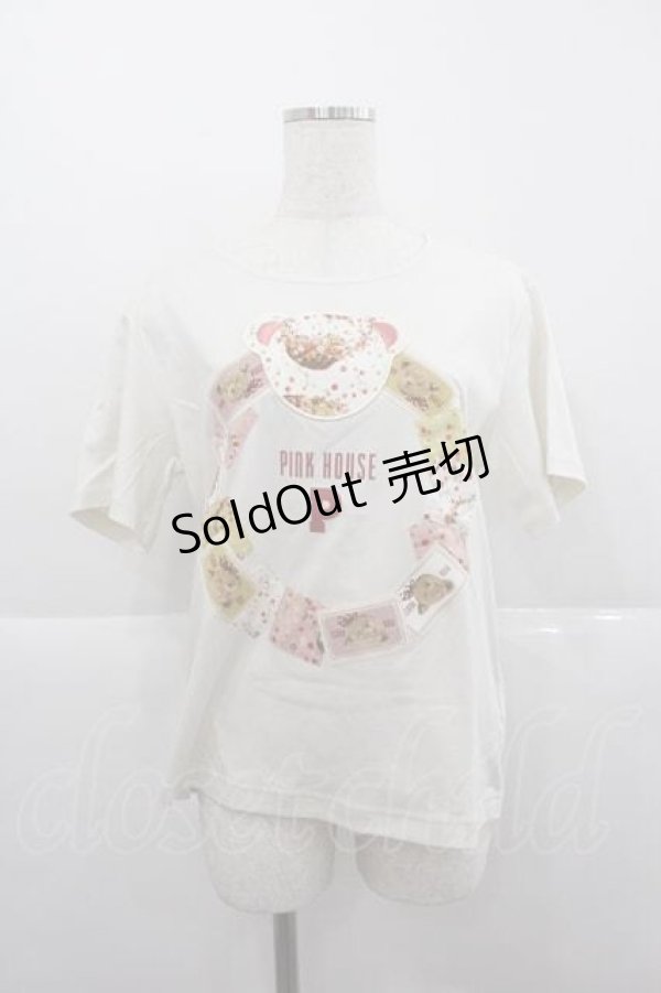 画像1: PINK HOUSE / Flower Picnicプリントアップリケカットソー  アイボリー I-25-12-09-005-LO-TS-SA-ZT219 (1)