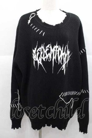 画像: REFLEM / ハンドステッチニットトップス  黒Ｘ白 I-25-12-09-027-PU-TO-SA-ZI