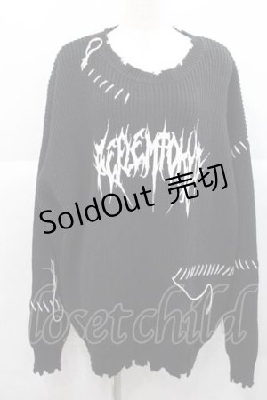 画像: REFLEM / ハンドステッチニットトップス  黒Ｘ白 I-25-12-09-027-PU-TO-SA-ZI