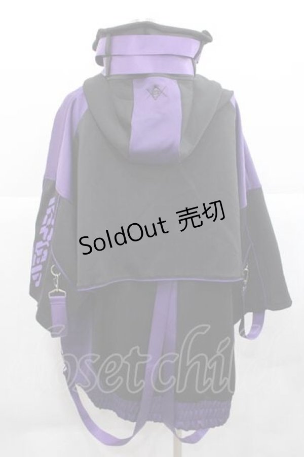 REFLEM / サイバー切り替えボリュームネック半袖ジャージパーカー 黒X