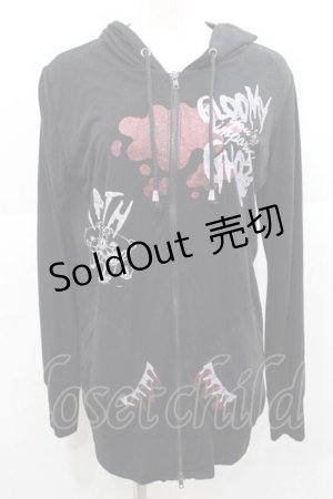 画像: GHOST of HARLEM / GLOOMYコラボパーカー  黒Ｘ白Ｘボルドー I-25-12-09-029-GL-TO-SA-ZI