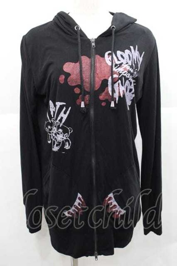 画像1: GHOST of HARLEM / GLOOMYコラボパーカー  黒Ｘ白Ｘボルドー I-25-12-09-029-GL-TO-SA-ZI (1)