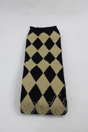 画像: BABY,THE STARS SHINE BRIGHT / ON ダイヤ柄オーバーニー  黒Ｘゴールド I-25-12-13-004-BA-ZA-SA-ZI