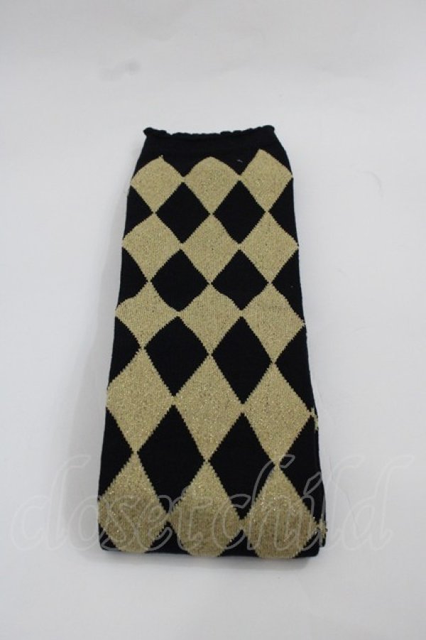 画像1: BABY,THE STARS SHINE BRIGHT / ON ダイヤ柄オーバーニー  黒Ｘゴールド I-25-12-13-004-BA-ZA-SA-ZI (1)