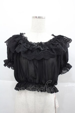 画像: lolitimes（海外ロリータブランド） / 半袖シースルートップス  黒 I-25-12-13-045-LO-TO-SA-ZI