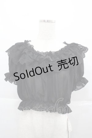 画像: lolitimes（海外ロリータブランド） / 半袖シースルートップス  黒 I-25-12-13-045-LO-TO-SA-ZI