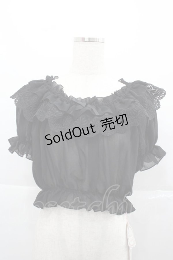 画像1: lolitimes（海外ロリータブランド） / 半袖シースルートップス  黒 I-25-12-13-045-LO-TO-SA-ZI (1)