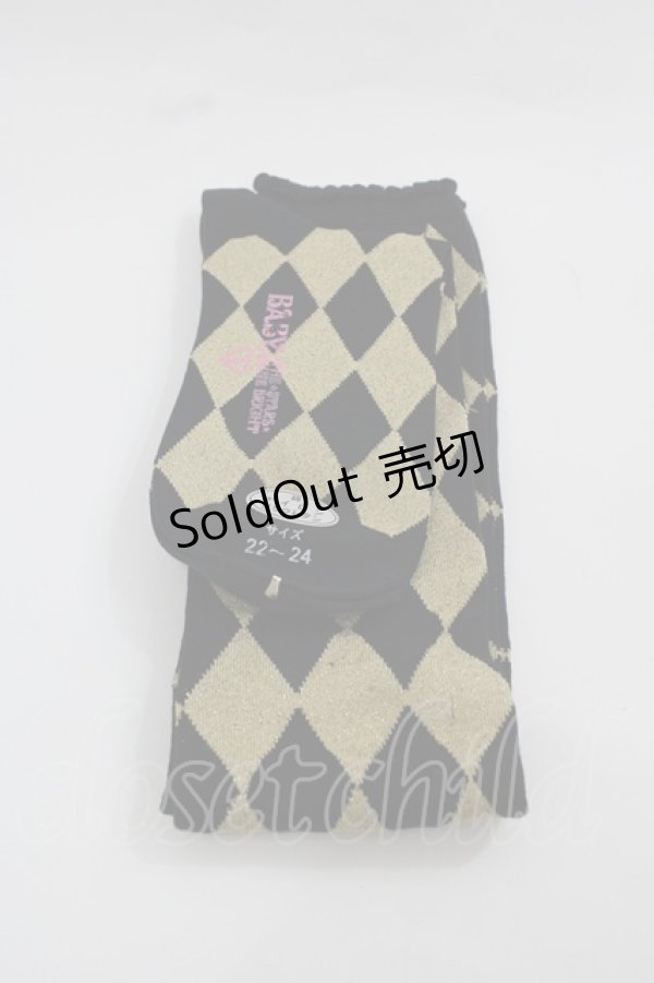 画像2: BABY,THE STARS SHINE BRIGHT / ON ダイヤ柄オーバーニー  黒Ｘゴールド I-25-12-13-004-BA-ZA-SA-ZI (2)