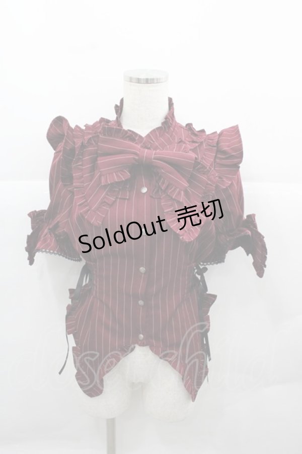 画像1: Chalmiere / ストライプリボンブラウス  ボルドー I-25-12-13-047-LO-BL-SA-ZI (1)