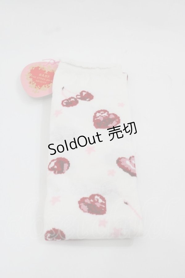 画像1: BABY,THE STARS SHINE BRIGHT / KiraKira Parfait柄オーバーニーソックス  白Ｘ赤 I-25-12-13-005-BA-ZA-SA-ZI (1)