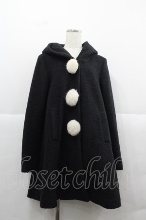 画像: Ank Rouge / ファーポンポンフードコート  黒Ｘ白 I-25-12-13-057-CA-CO-SA-ZI