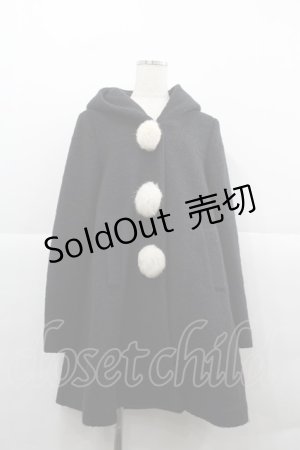 画像: Ank Rouge / ファーポンポンフードコート  黒Ｘ白 I-25-12-13-057-CA-CO-SA-ZI