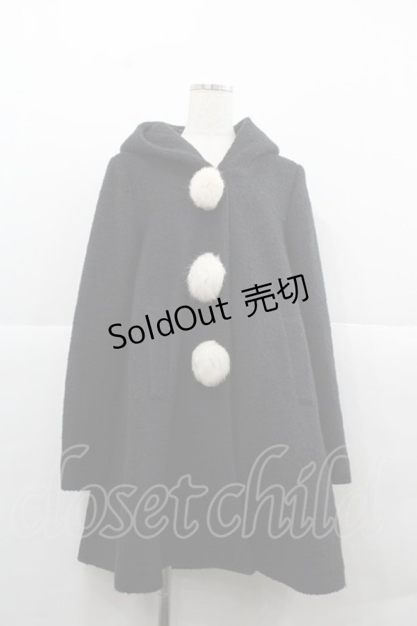 画像1: Ank Rouge / ファーポンポンフードコート  黒Ｘ白 I-25-12-13-057-CA-CO-SA-ZI (1)