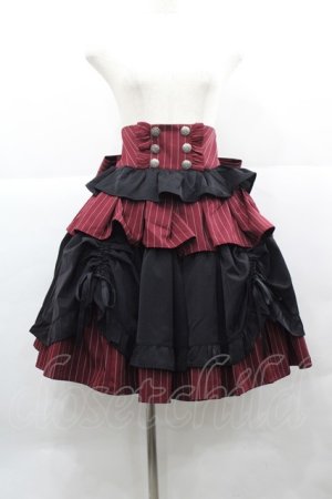 画像: Chalmiere / ストライプフリルスカート  ボルドーＸ黒 I-25-12-13-061-LO-SK-SA-ZI