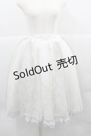 画像: NINEODES（海外ロリィタ） / チュール&パール重ねボリュームスカート  白ＸシルバーＸゴールド I-25-12-13-066-LO-SK-SA-ZI