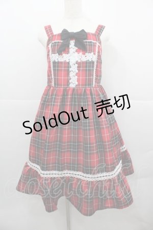 画像: Eri Aino's collaboration / アカCHKリボンレースジャンパースカート L 赤チェック I-25-12-13-072-LO-OP-SA-ZI