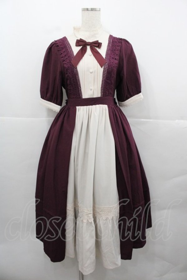 画像1: axes femme kawaii / エレガントドールワンピース M ワイン I-25-12-13-073-AX-OP-SA-ZI (1)