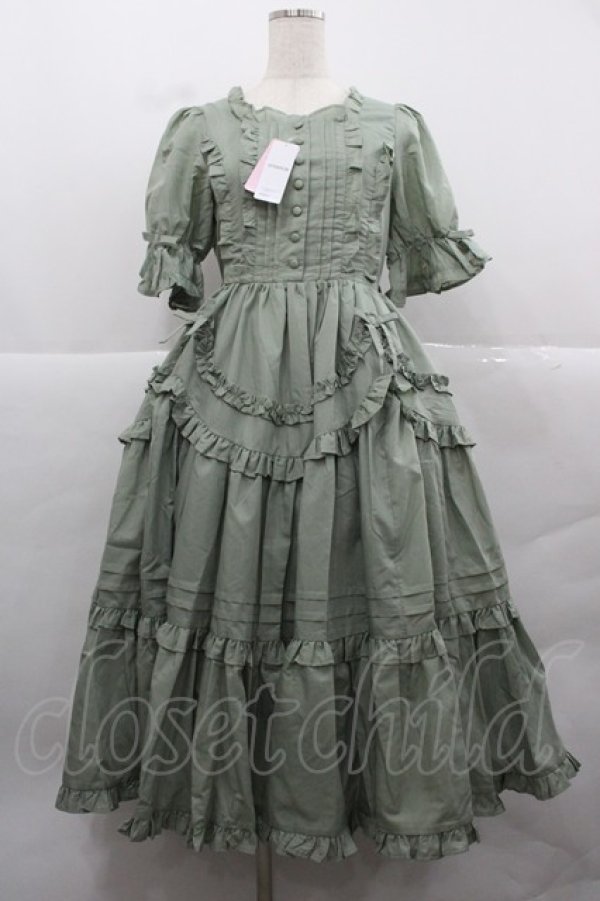 画像1: Chalmiere / フリルロングワンピース M グリーン I-25-12-13-079-LO-OP-SA-ZI (1)